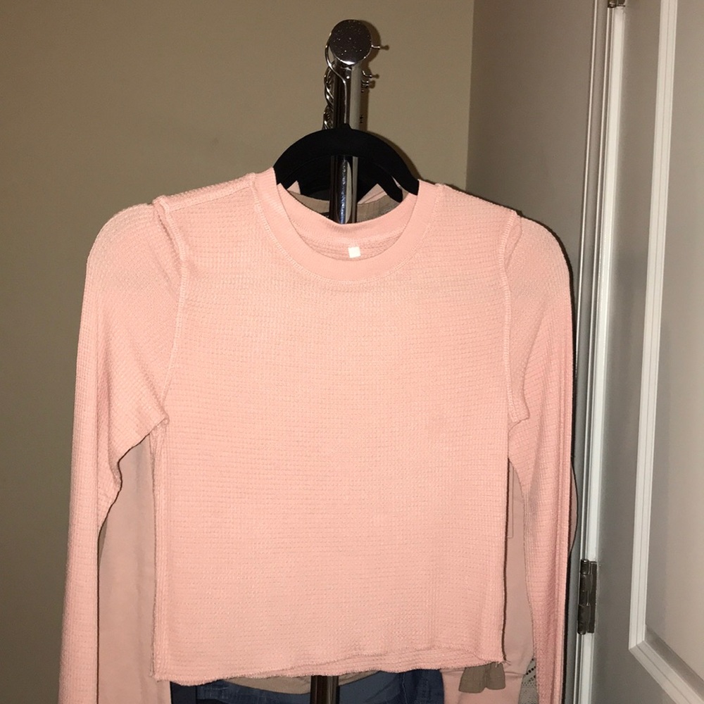 Forever 21 Textured Frilly Pink Sweater Womens